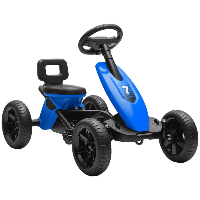 AIVAGO Pedal Go Kart for Kids 2-5 Years Silent EVA Wheels Metal Frame - Blue