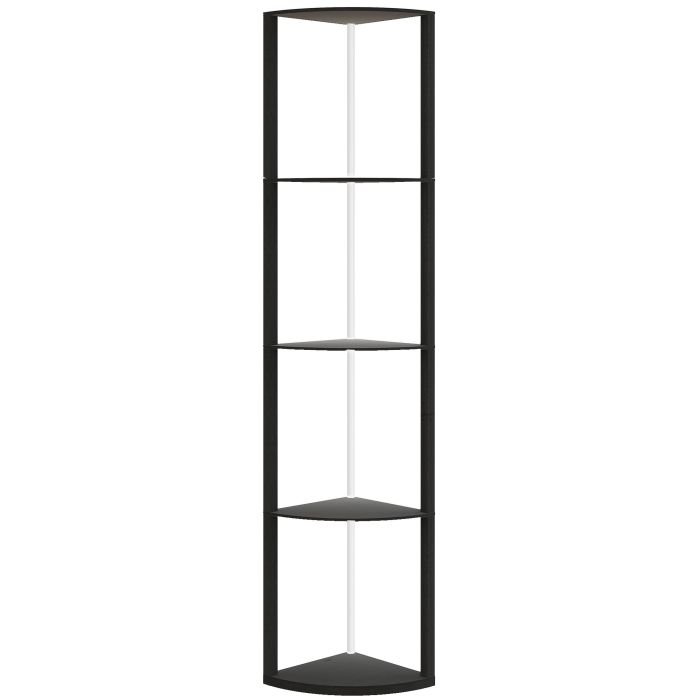 HERON RGB LED Floor Lamp with Shelves 5 Tier Dimmable Standing Lamp Remote - Black