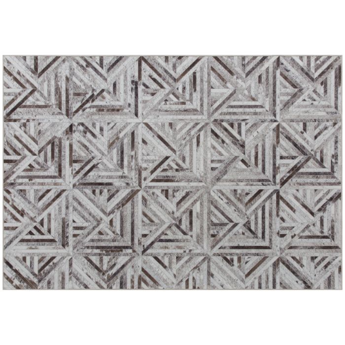 HERON Modern Triangle Pattern Area Rug, Non-Slip Washable Chenille Carpet 170 x 120 cm - Brown