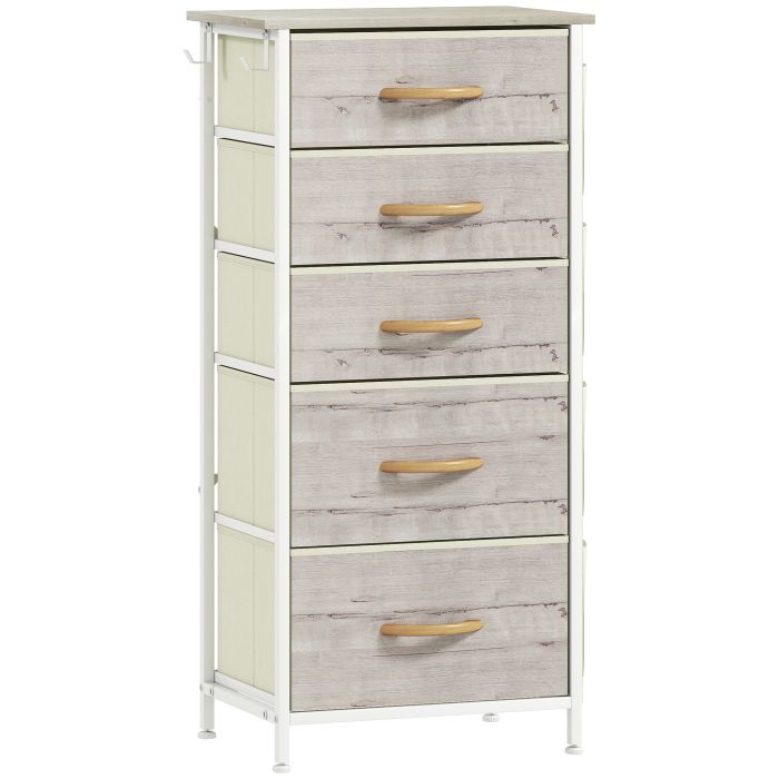 STOWLY Grey Chest of Drawers - Tallboy, Medium-sized, 5 Drawers, Fabric Drawers