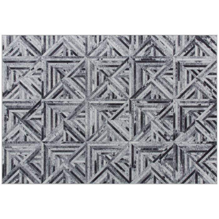 HERON Modern Triangle Pattern Area Rug, Non-Slip Washable Chenille Carpet 170 x 120 cm - Black