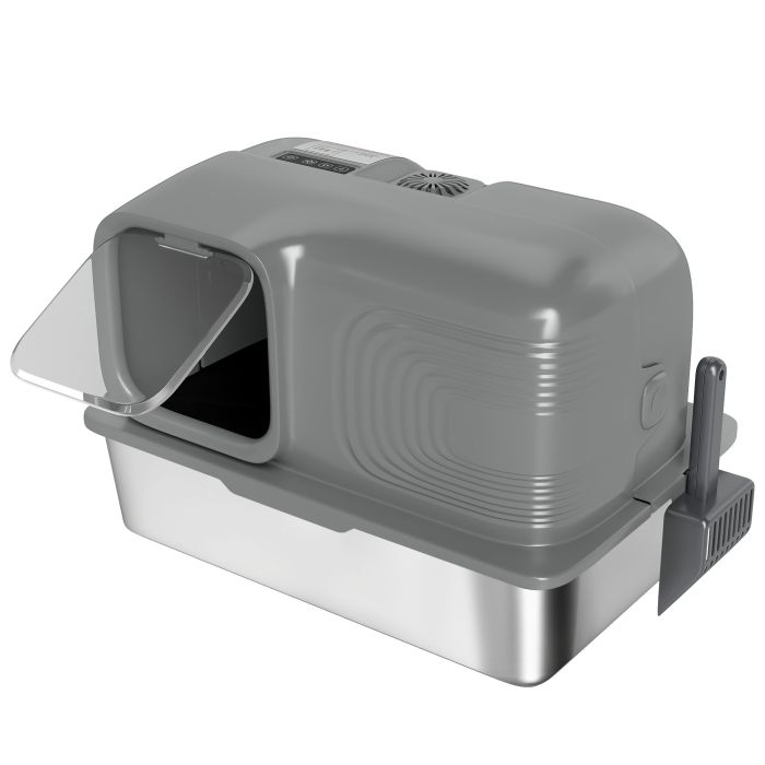 PAWSTER 65L Extra Large Stainless Steel Litter Tray Plasma Deodoriser System - Grey