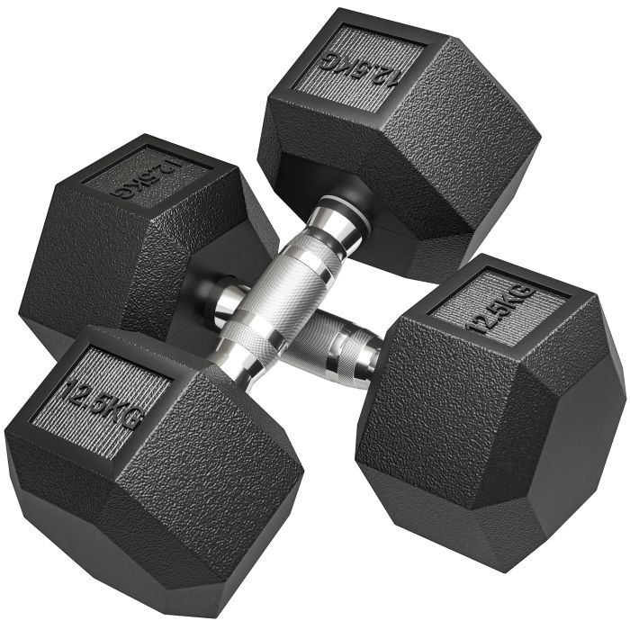 TAVIX Rubber Hex Dumbbell Portable 2x12.5KG - Black