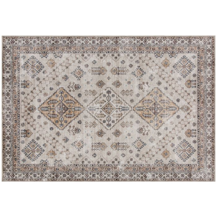 HERON Vintage Area Rug, Non-Slip Washable Flannel Carpet 290 x 200 cm - Beige