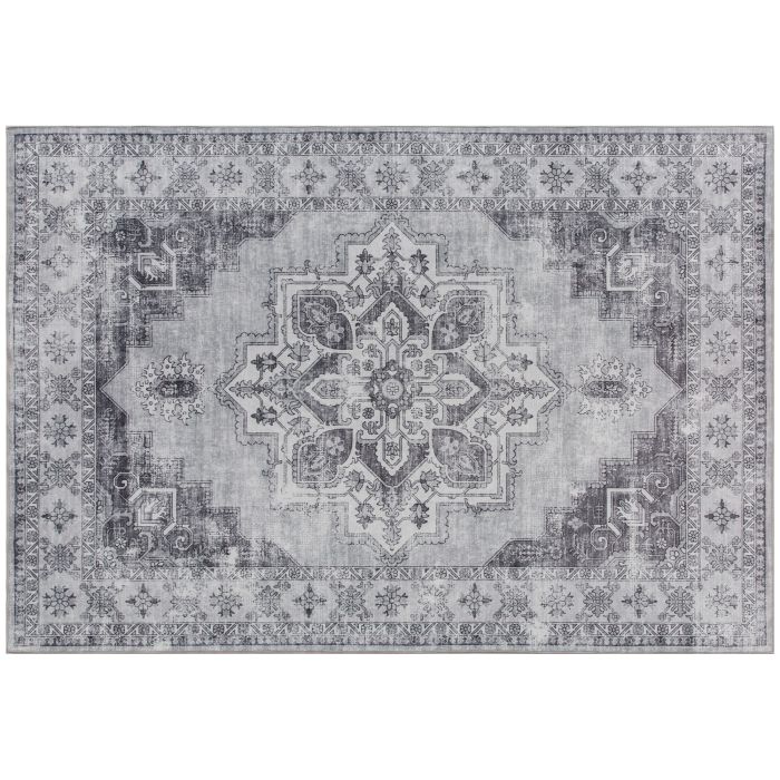HERON Vintage Area Rug, Non-Slip Washable Flannel Carpet 230 x 160 cm - Grey
