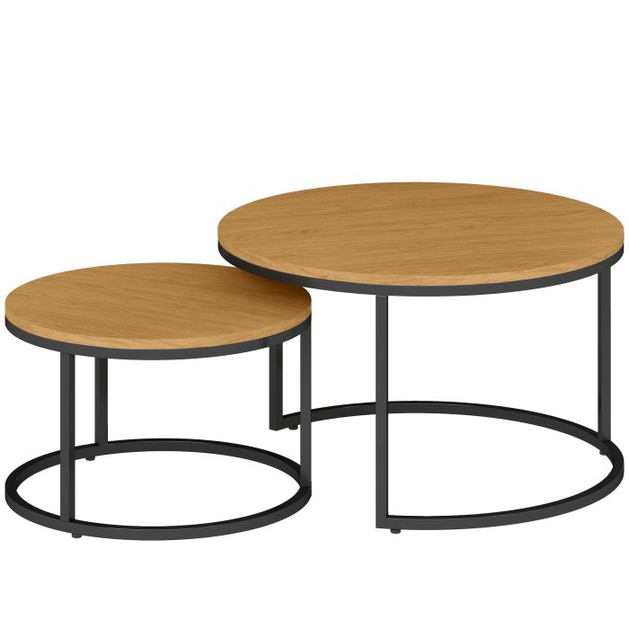 GALIX Set of 2 Coffee Table Stacking Design - Brown