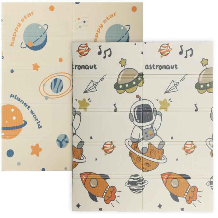AIVAGO Space-Themed Foldable Baby Play Mat Double-Sided 177 x 146 cm - Multi