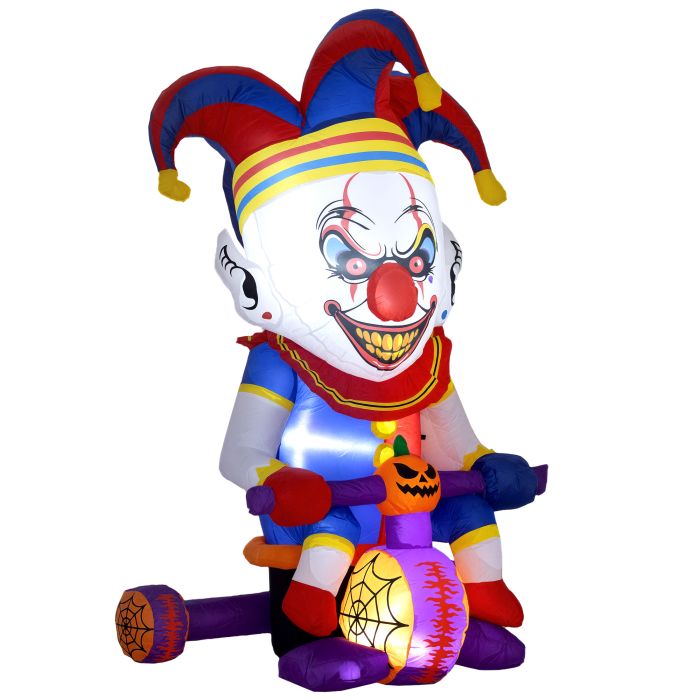 Inflatable Halloween Clown Polyester LED Lights Outdoor Decoration - Multi Colour