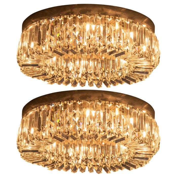 Monona Silver Stainless Steel Crystal Ceiling Lights Set of 2 - 50cm
