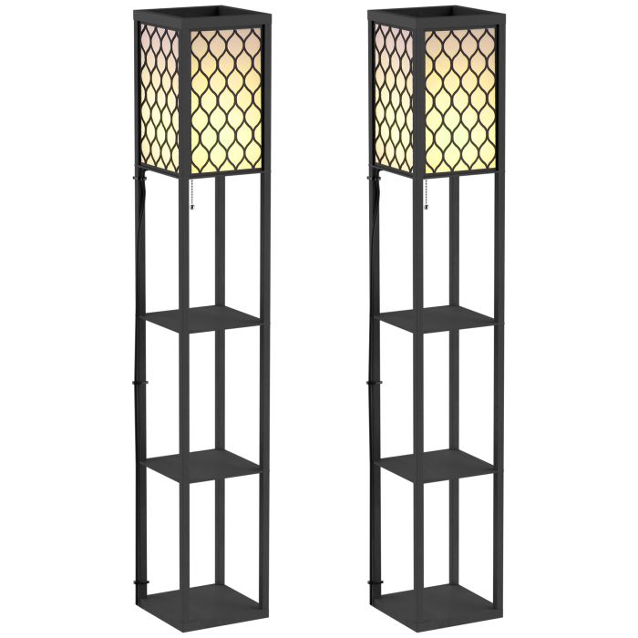 Solara Black MDF Bookcase Lamps Set of 2 - 26cm
