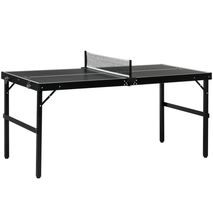 TARVEN Mini Table Tennis Table Aluminium Folding Portable Game Set - Black