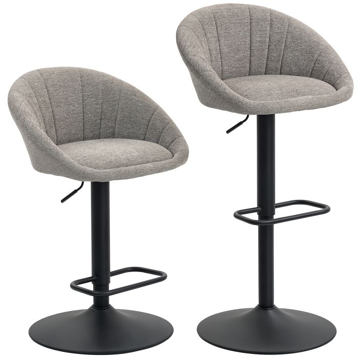 KENDRO Set of 2 Tub Linen Bar Stool - Grey