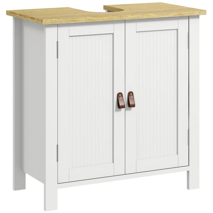 ANSFORD Under Sink Bathroom Cabinet for Basins without Pedestal - White and Natural