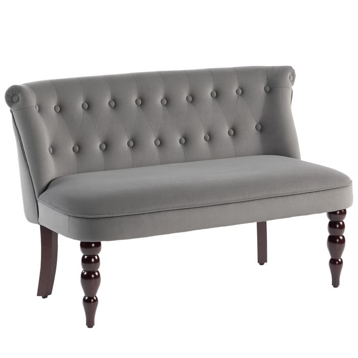 GAVON Velvet 2 Seater Fullback Sofa - Charcoal Grey