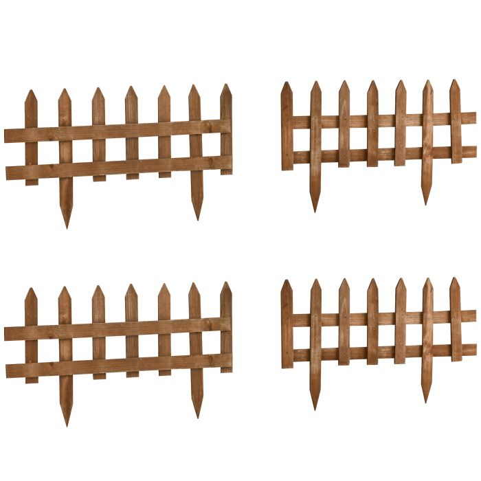 NORIX Wooden Border Fence Fir Pack of Garden Edging - Brown