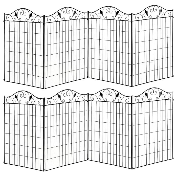 NORIX Garden Fence Metal Decorative Picket Fence - Set of 2 - Black
