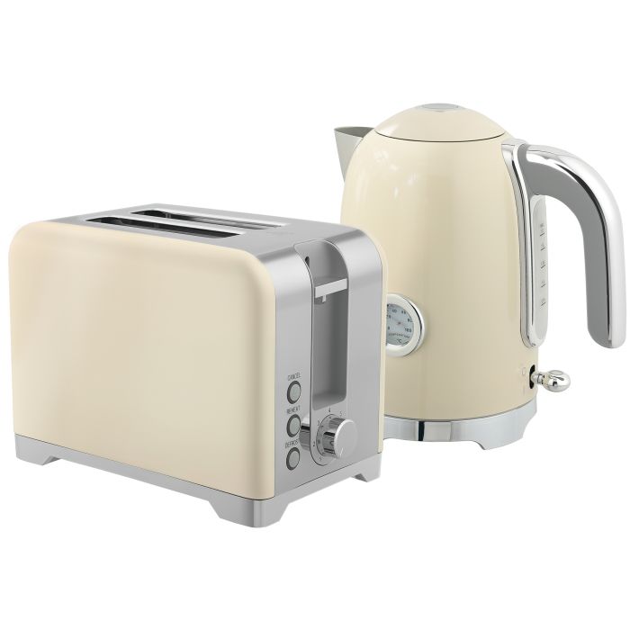 KERSDEN Toaster and Kettle Set Retro Style - Cream