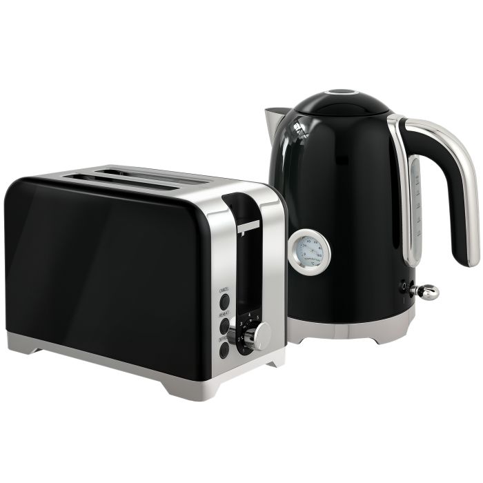 KERSDEN Kettle and Toaster Set Retro Style - Black