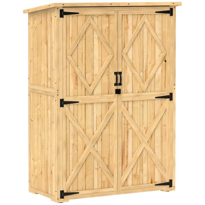 ORVYN Garden Shed Wooden Outdoor Storage Cabinet with Double Doors - Natural