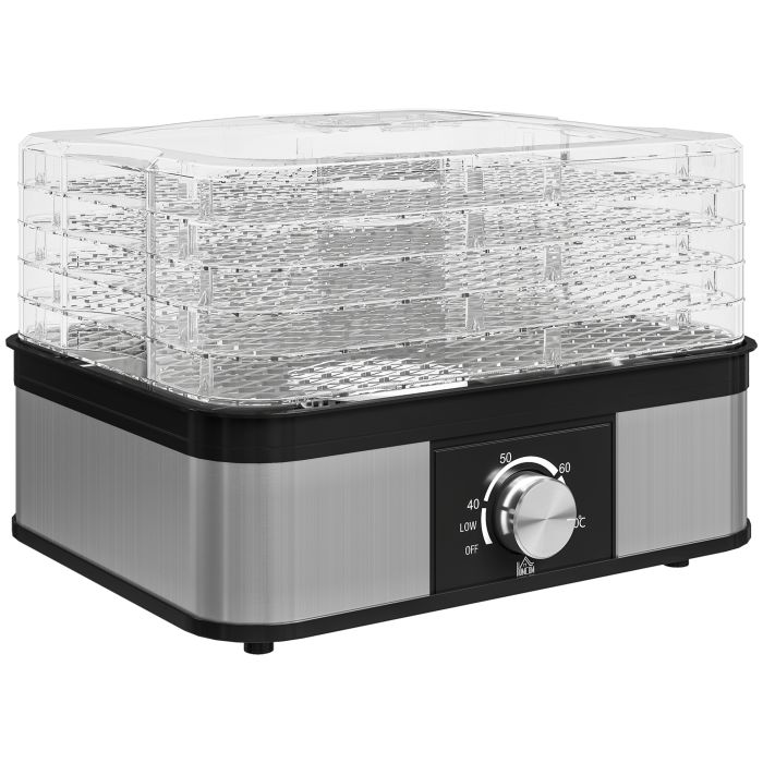 LORNWICK Food Dehydrator Stainless Steel Electric 5 Tier Fruit and Meat Dryer - Black