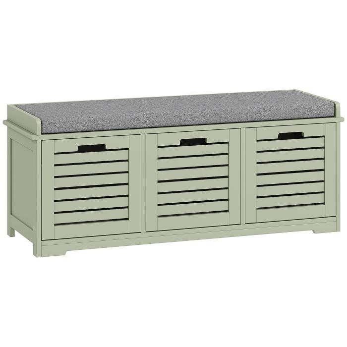 JALVIK 3 Drawer Shoe Storage Bench with Padded Cushion - Green