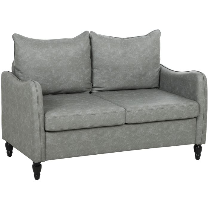 LAVIN Faux Leather 2 Seater Fullback Sofa - Grey