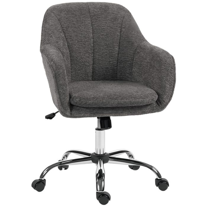 SOLVAR Velvet Office Chair Upholstered Swivel Task Chair - Grey