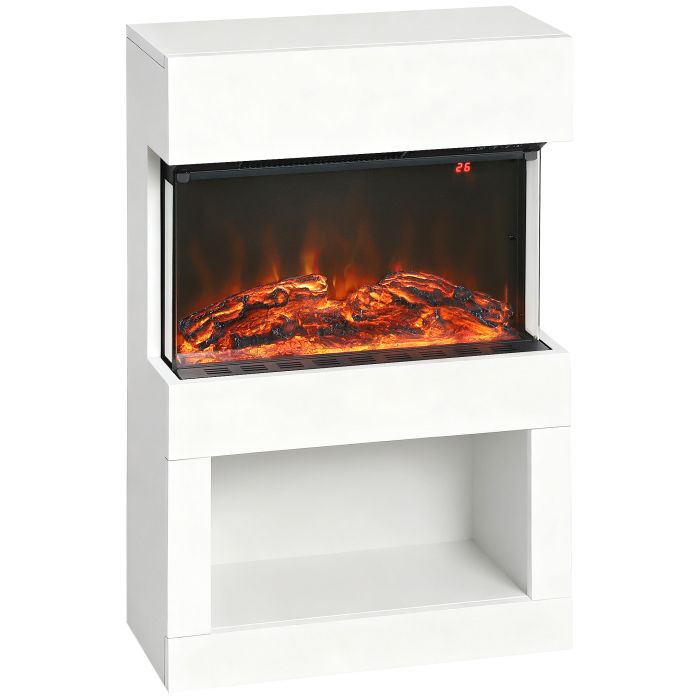 FARNEL Electric Fireplace Wooden 3D Flame Mantel Fire - White
