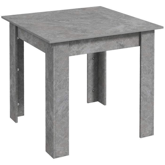 DRAVELLE Square Small Dining Table with Faux Cement Effect, Space Saving and Non-slip Foot Pads - Grey