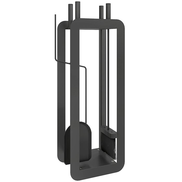 MELVO 5 Pieces Fireplace Companion Set Metal Fireside Accessories - Black
