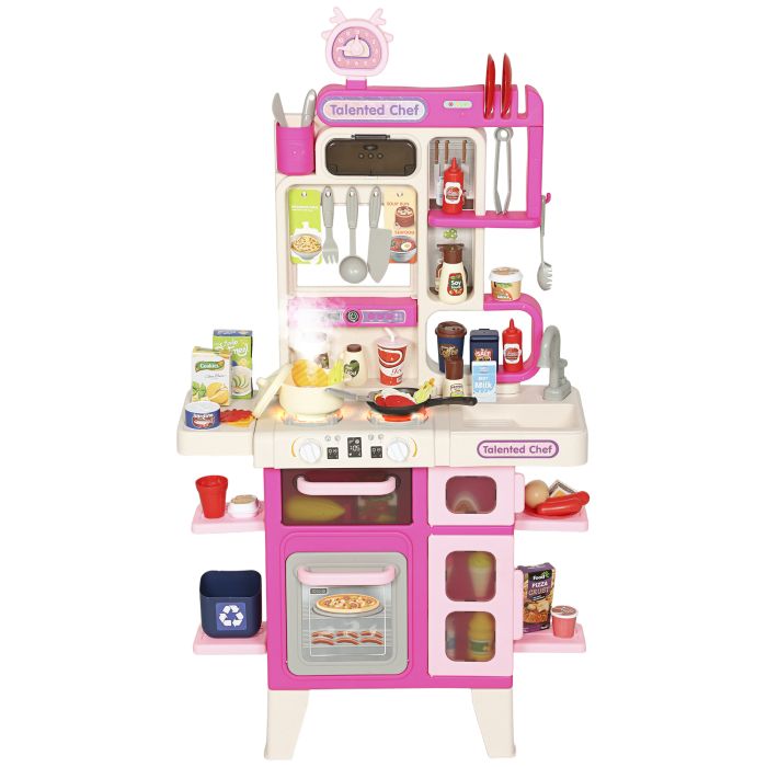 AURVEN Pretend Play Kitchen Set Kids Toy Kitchen - Pink