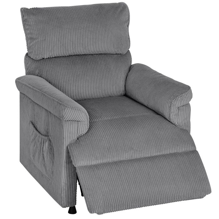 QUARNOR Jumbo Cord Electric Massage Recliner Armchair - Grey