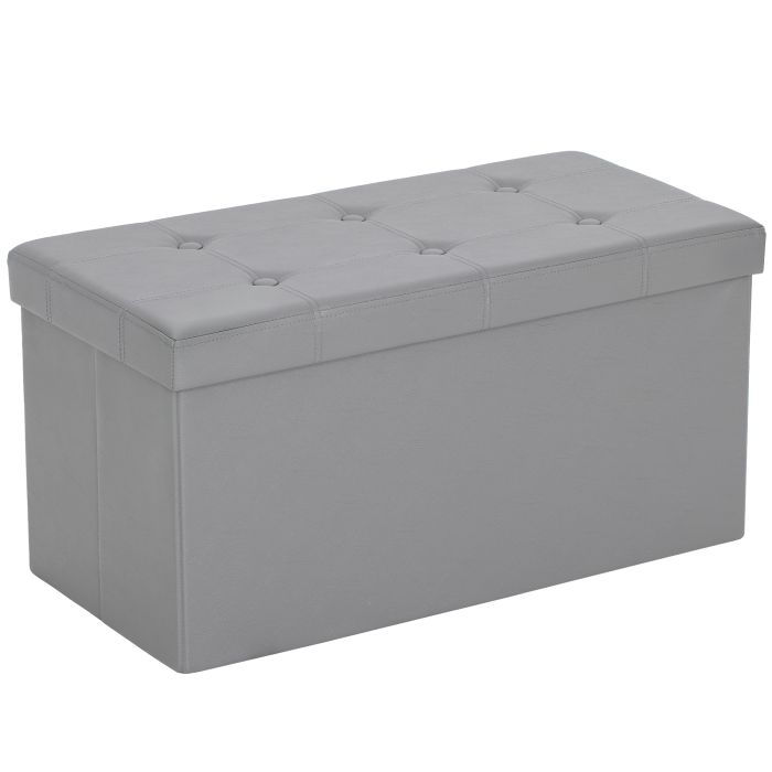 FERLIN PU Leather Ottoman Storage Bench - Grey