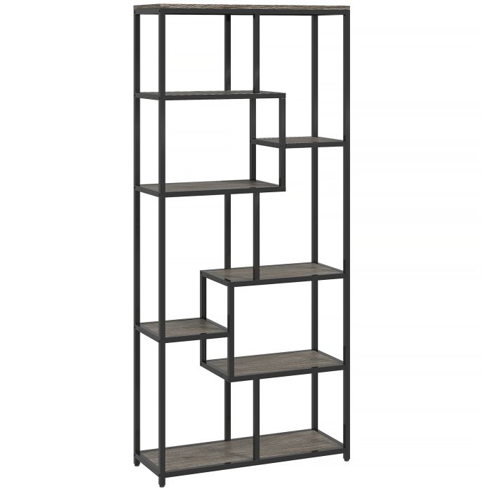IVRON Bookcase Geometric Seven Tier - Grey