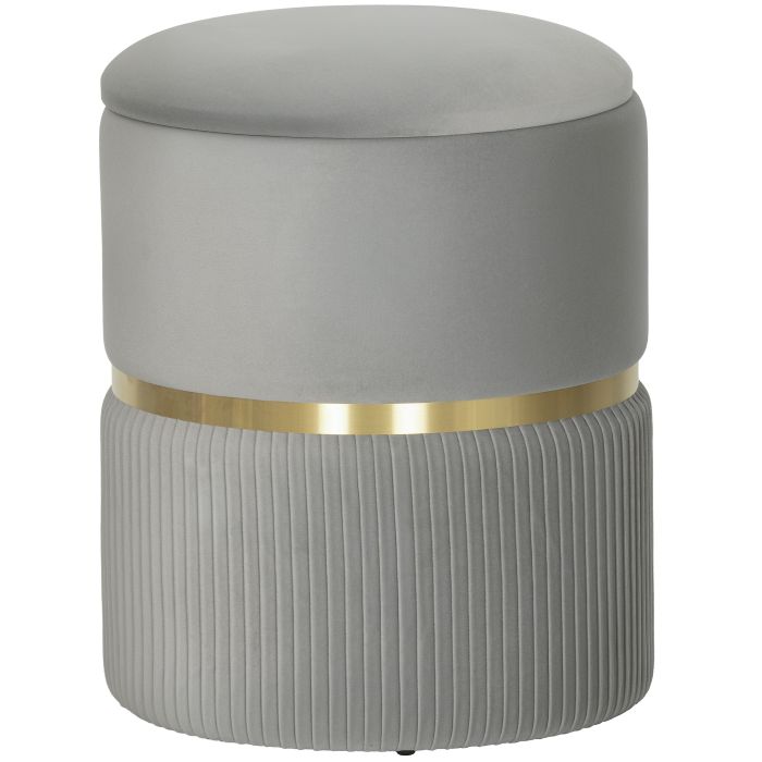 JUVIX Velvet Ottoman Storage Footstool - Grey