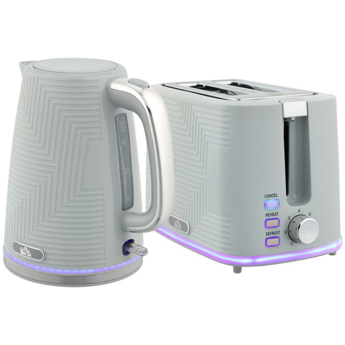 DENVAR Kettle and Toaster Set Modern Style - Grey