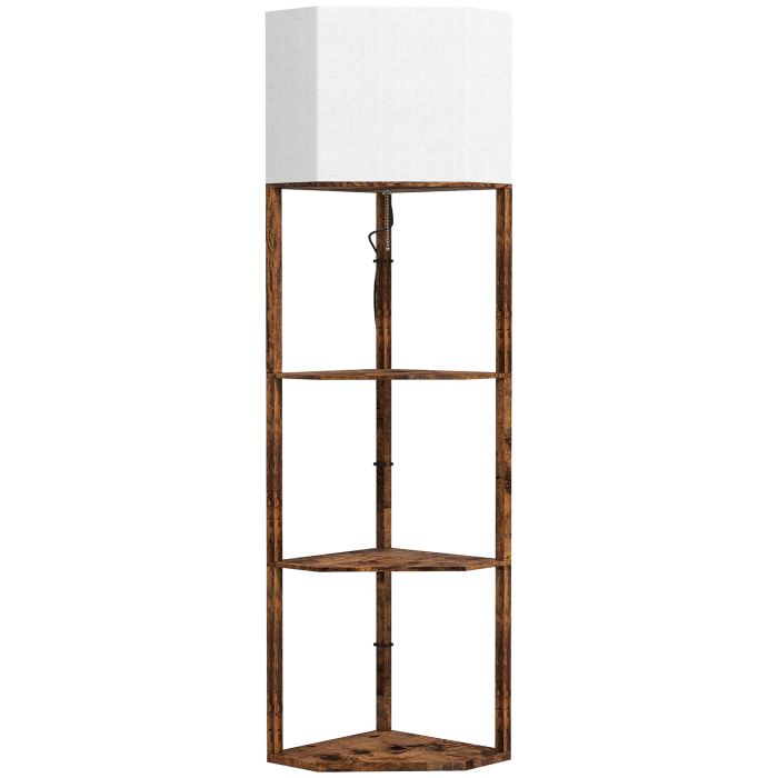 VELSTARR Corner Floor Lamp with Shelves - Brown