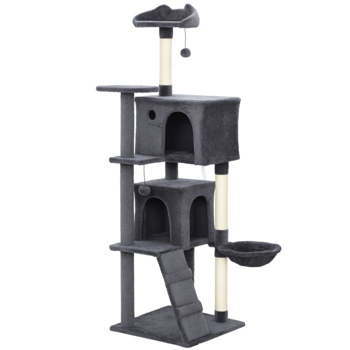 MORNYSS Large Cat Tree Tower with Sisal Scratching Posts 160cm - Dark Grey