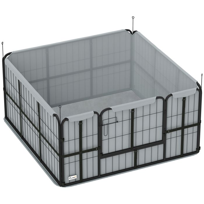 VELQORA Steel Dog Whelping Box with Washable Whelping Pad - Grey