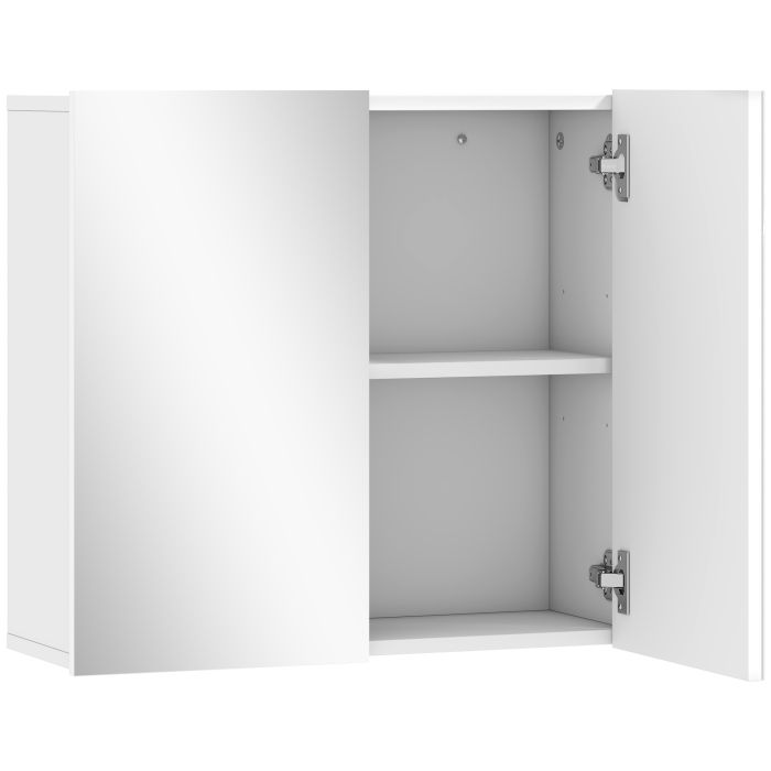 DRIVELLE Double Door Bathroom Cabinet with Mirror - White