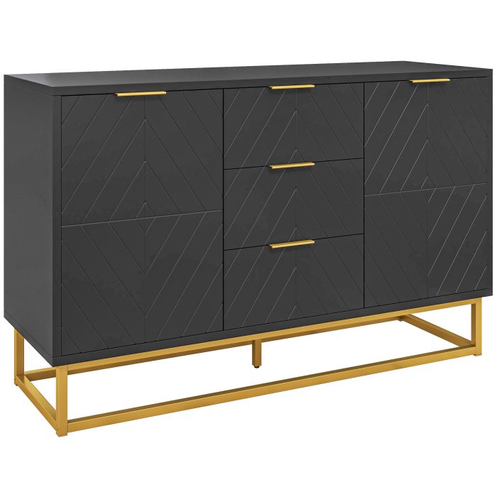 BRYTHORIN Sideboard with 3 Drawers and Adjustable Shelves - Black