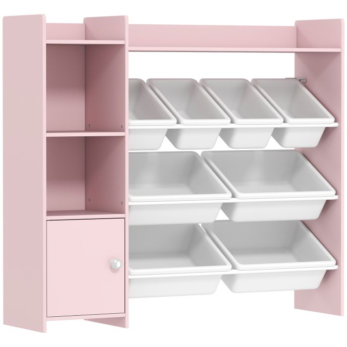 VELLCRESTOR Toy Storage Cabinet with 8 Removable Bins and Storage Shelves - Pink