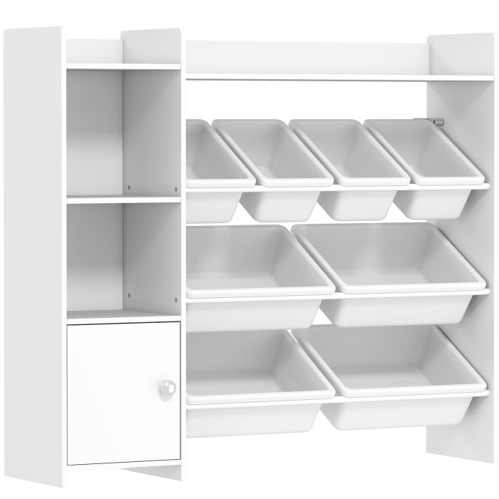 VELLCRESTOR Toy Storage Cabinet with 8 Removable Bins and Storage Shelves - White