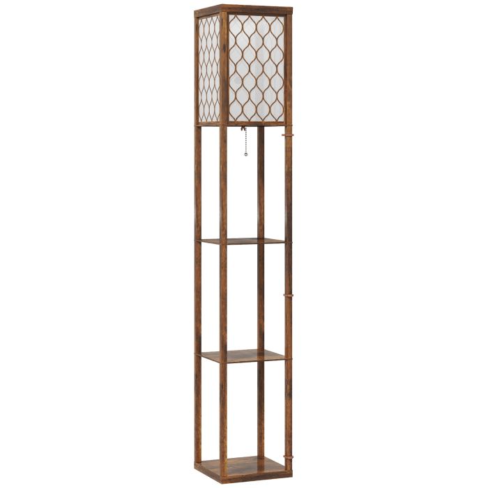 ASTRADELL Floor Lamp with Three Shelf - Rustic Brown