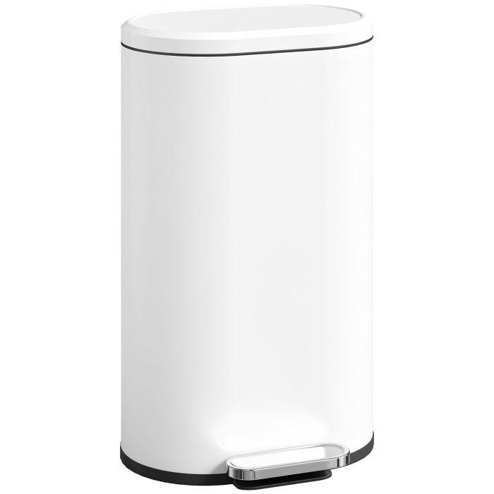 SAVRIA 30L Modern Curved Rubbish Bin - White