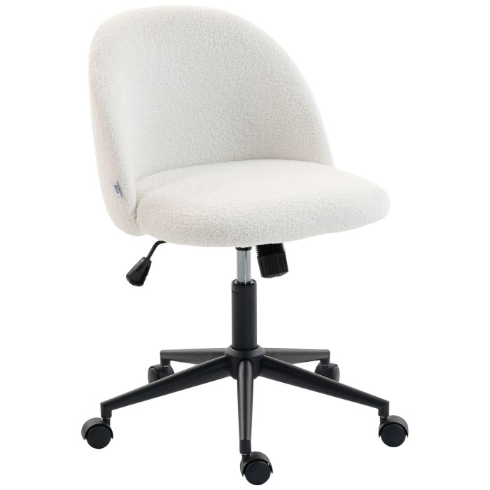 PARWOOD Teddy Fleece Office Chair with Wheels - Cream White