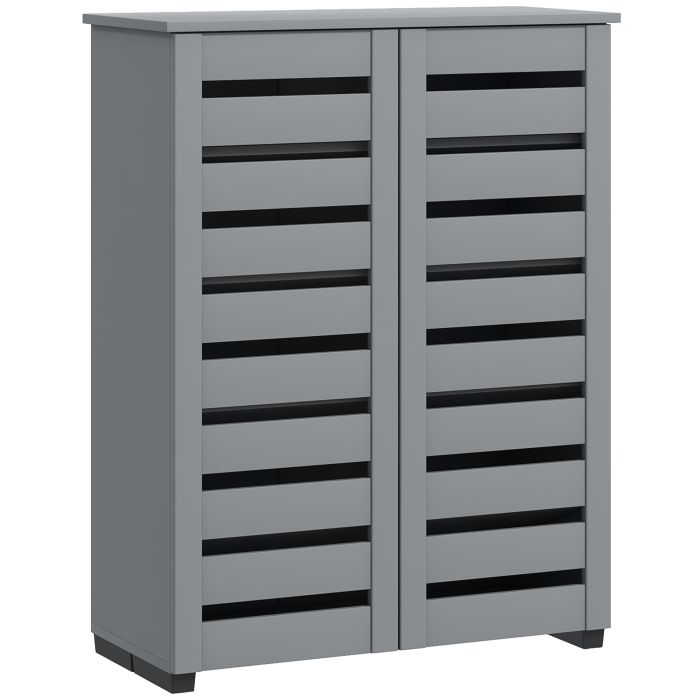 VARNWOOD Slim Shoe Cabinet, 5 Tier 2 Door Shoe Storage - Grey