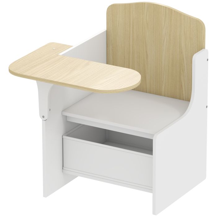 Kids Table and Chair Set with Storage Bins - White