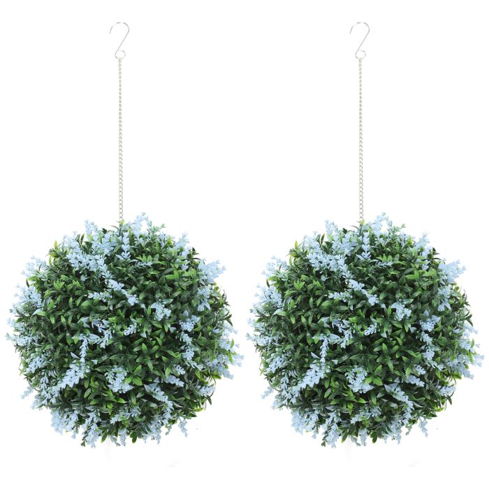 Artificial Plant Topiary Balls Set of 2 - Blue