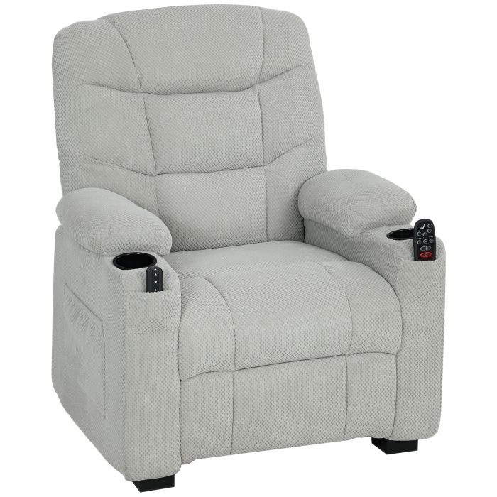 Electric Massage Recliner Armchair with Heat and USB - Grey